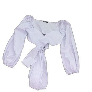 Shein Lavender Checkered Wrap Crop Size Small